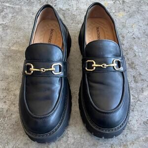 Black Chunky Lug Sole Horsebit Loafers Size 9